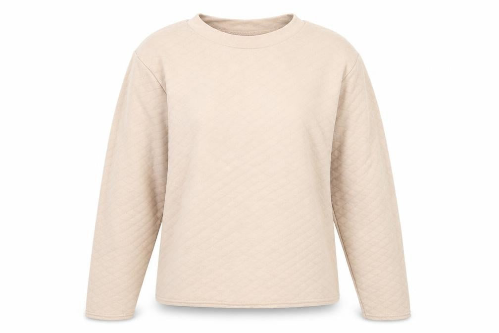 Front view of I SAW IT FIRST women’s pink polyester pullover sweatshirt, size UK 6