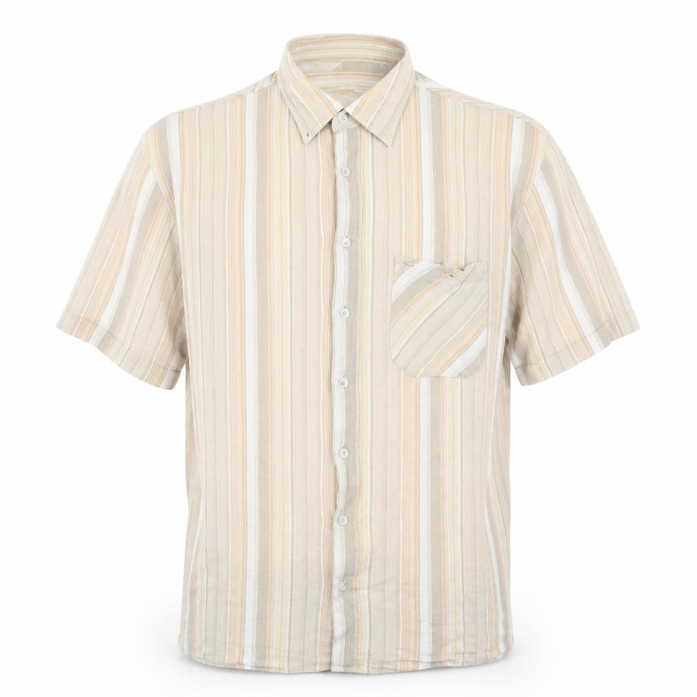 Front view of Camel Active men’s multicoloured striped cotton polo, size XL, collared