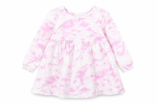 Front view of Dunnes girls’ pink cotton fit & flare, size 12-18, months round neck