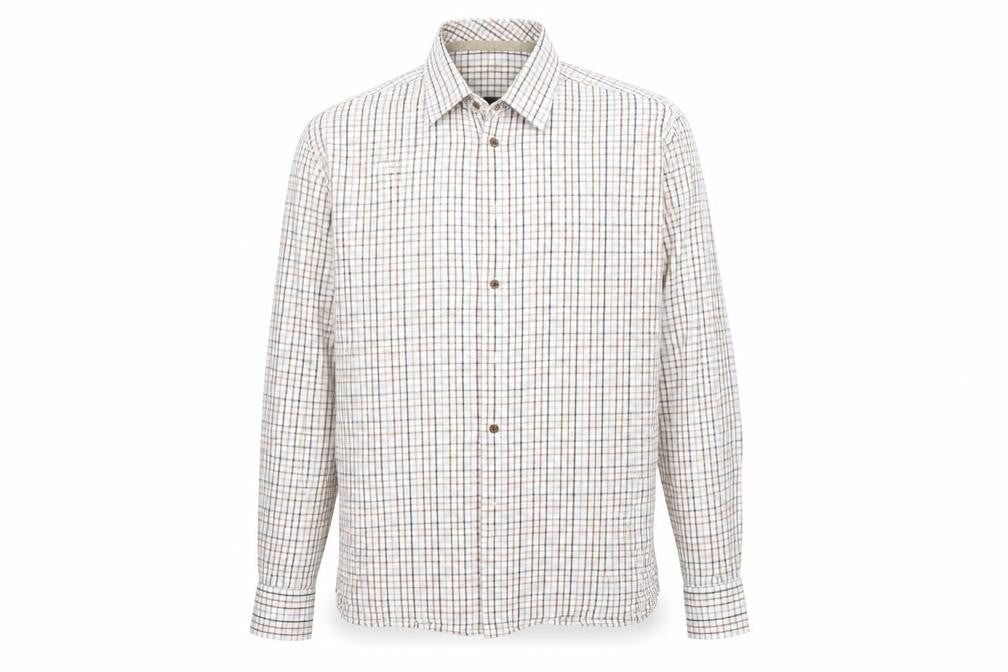 Double TWO Mens Beige Plaid Cotton  Polo Size 40 Collared