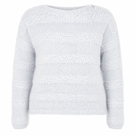 Front view of Collection women’s blue round neck polyester jumper, size UK 18