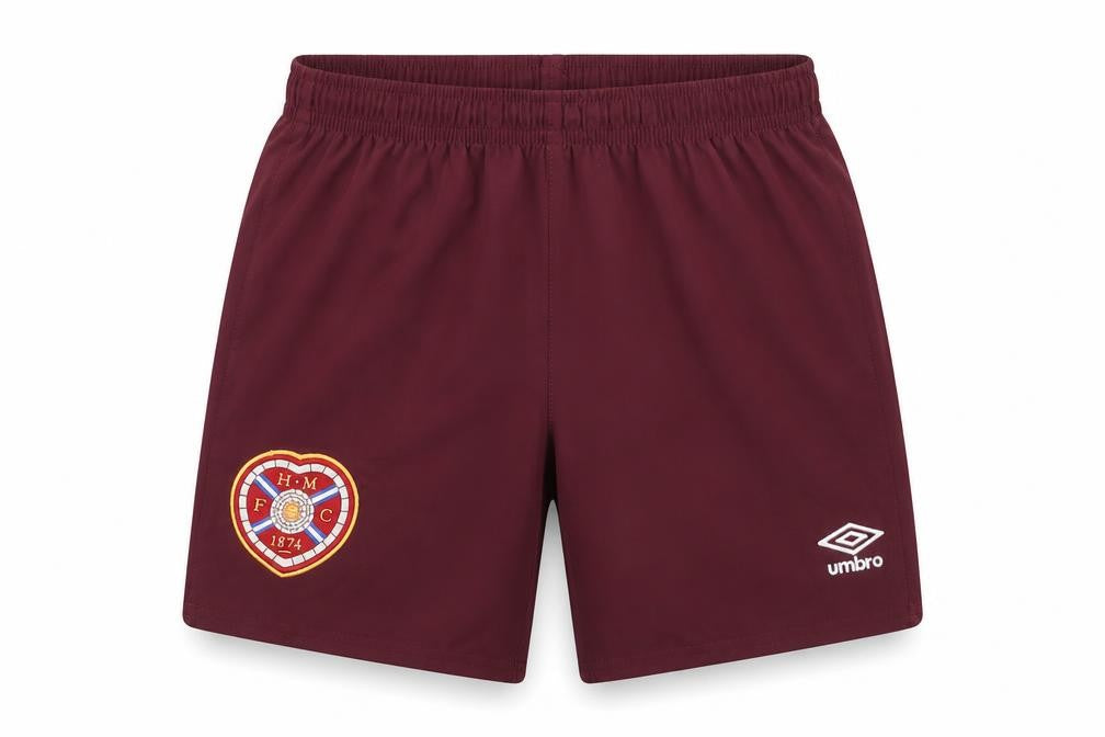 Front view of Umbro boys’ purple polyester sweat shorts, size 4-5, years regular