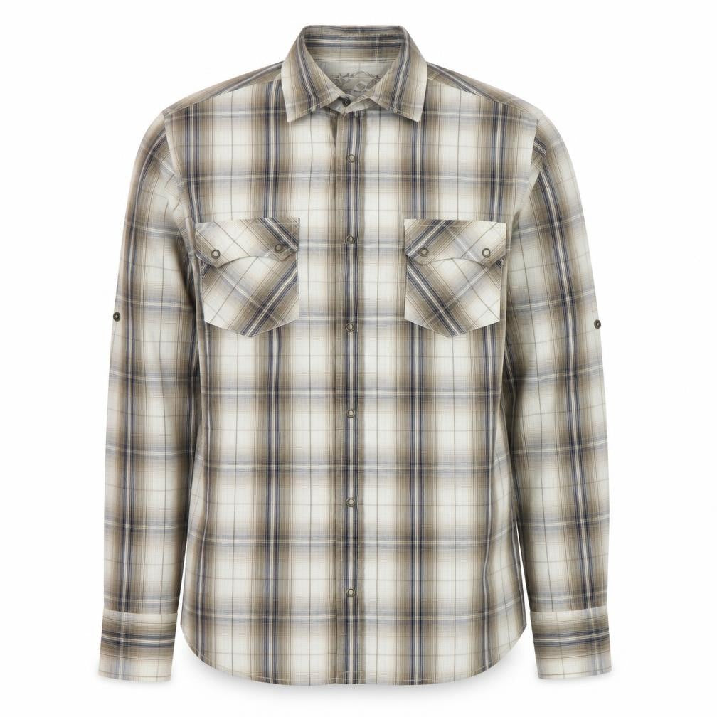 Cedarwood State Mens Brown Plaid Cotton  Button-Up Size S Collared Snap