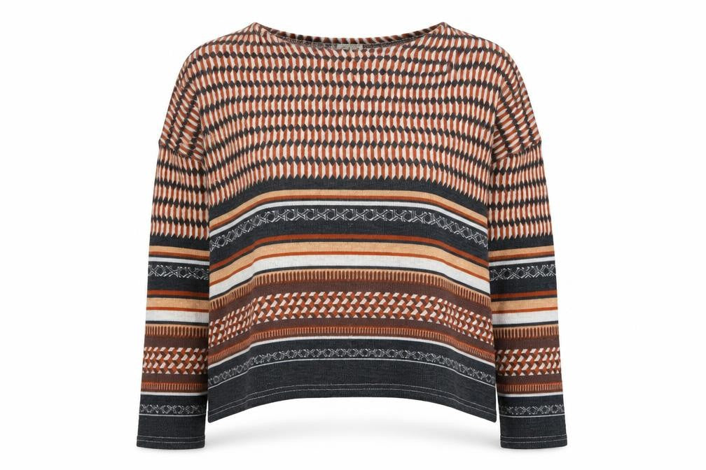 Front view of River Island women’s orange round neck polyester jumper, size UK 8