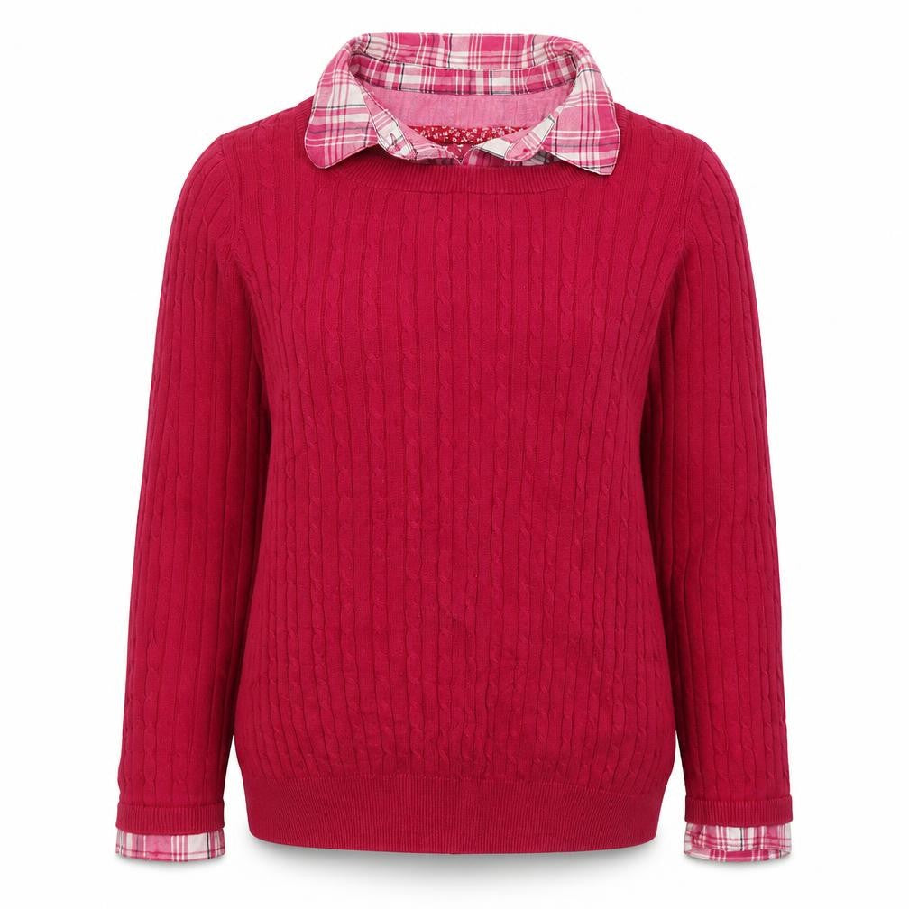 Front view of Debenhams women’s pink collared cotton jumper, size UK 12