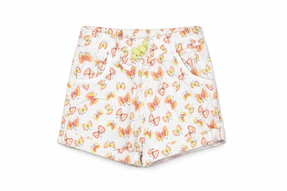 M&Co Girls Ivory  Cotton Cropped Trousers Size 6-9 Months  Pullover - Butterfly