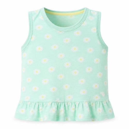 Primark Girls Green Floral Cotton Basic Tank Size 12-18 Months Round Neck Pullover - Daisy