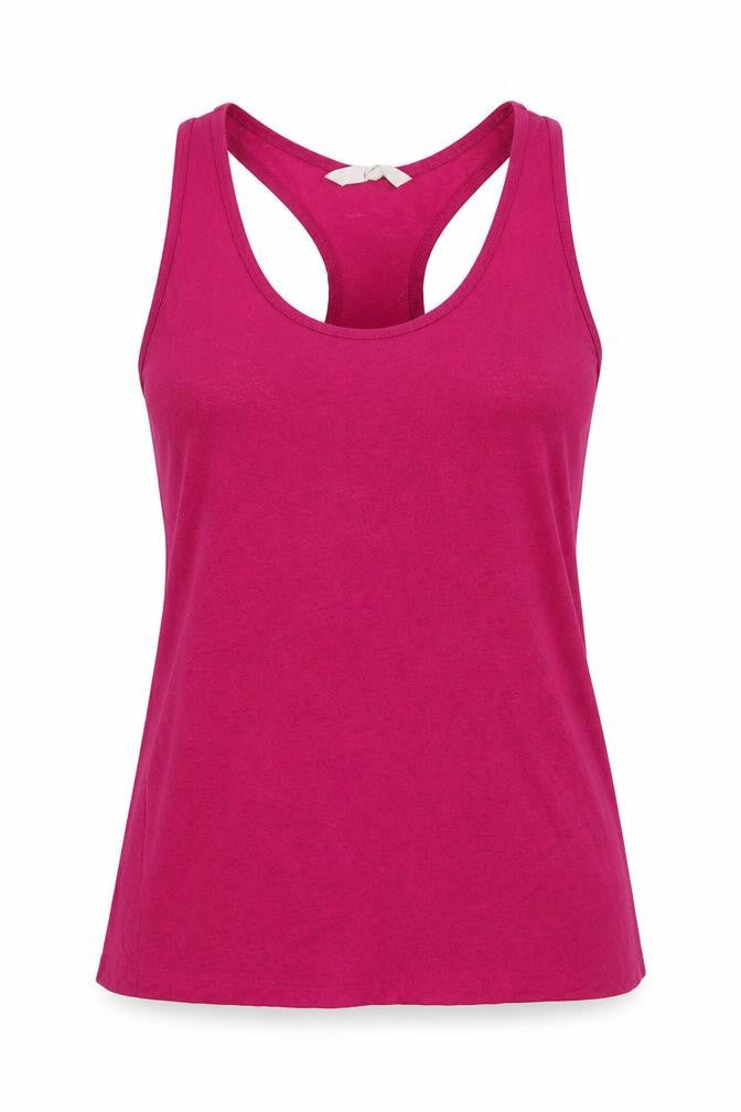 Front view of NEXT women’s purple polyester basic tank, size UK 10, round neck pullover