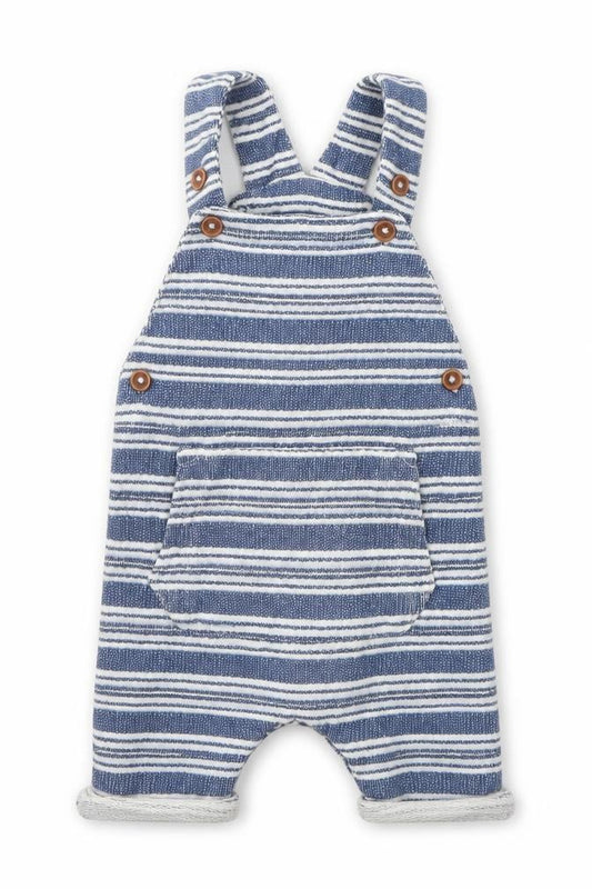 Dunnes Stores Boys Blue Striped Cotton Dungaree One-Piece Size 6-9 Months  Button
