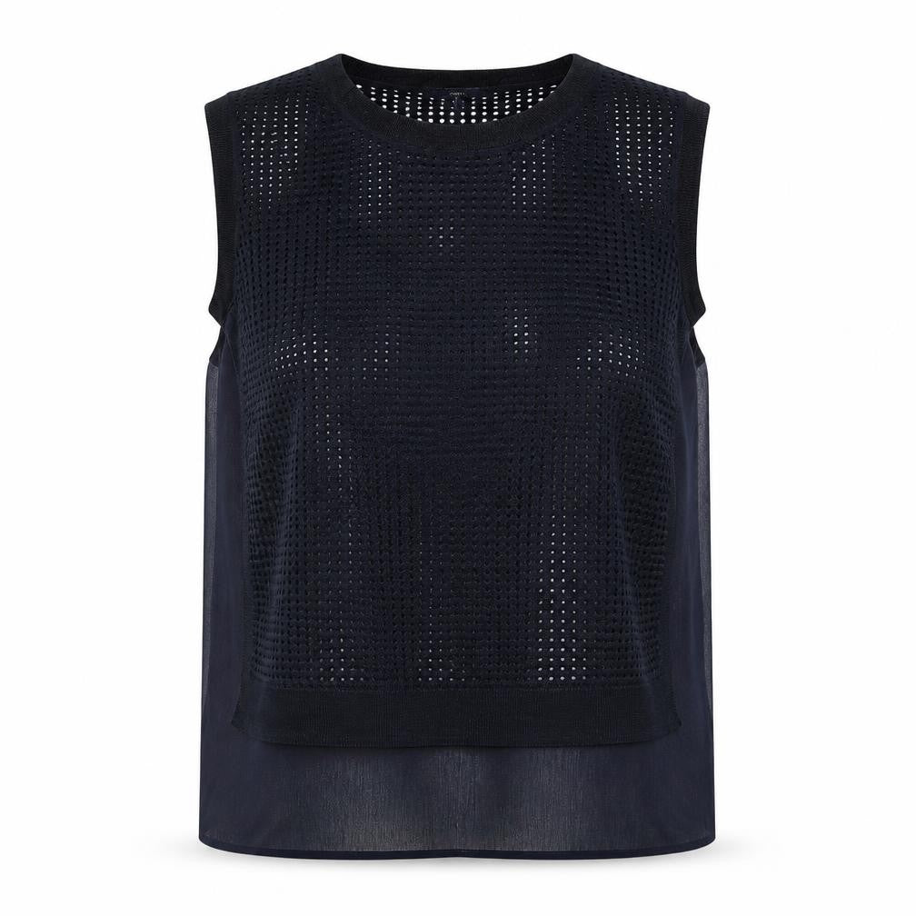 Front view of Next women’s blue viscose basic t-shirt, size UK 14, round neck