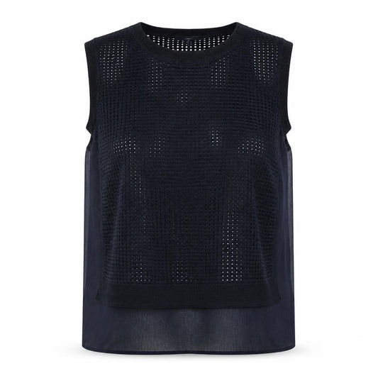 Front view of Next women’s blue viscose basic t-shirt, size UK 14, round neck