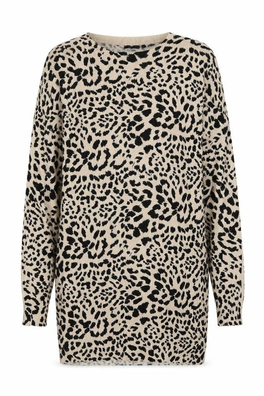 Front view of New Look women’s multicoloured round neck animal print viscose jumper, size S