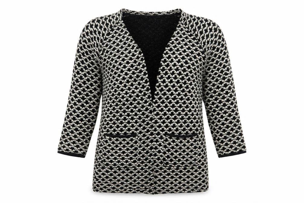 Only Womens Black V-Neck Geometric Acrylic Cardigan Jumper Size M