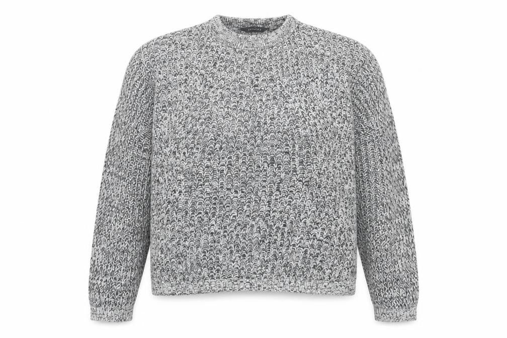 Front view of Peacocks women’s grey crew neck acrylic jumper, size L