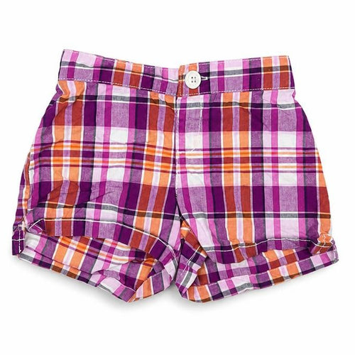 Gymboree Girls Purple Plaid Cotton Bermuda Shorts Size 4 Years  Regular Buckle