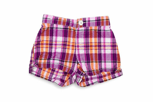 Gymboree Girls Purple Plaid Cotton Bermuda Shorts Size 4 Years  Regular Buckle