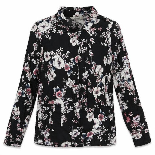 Peacocks Womens Black Floral Viscose Kimono Blouse Size 12 V-Neck
