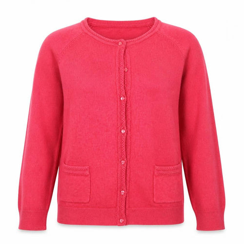 Text Womens Pink Round Neck  Acrylic Cardigan Jumper Size M