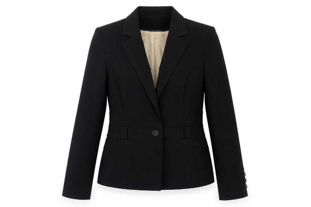 Front view of Dorothy Perkins women’s black jacket, size UK 14
