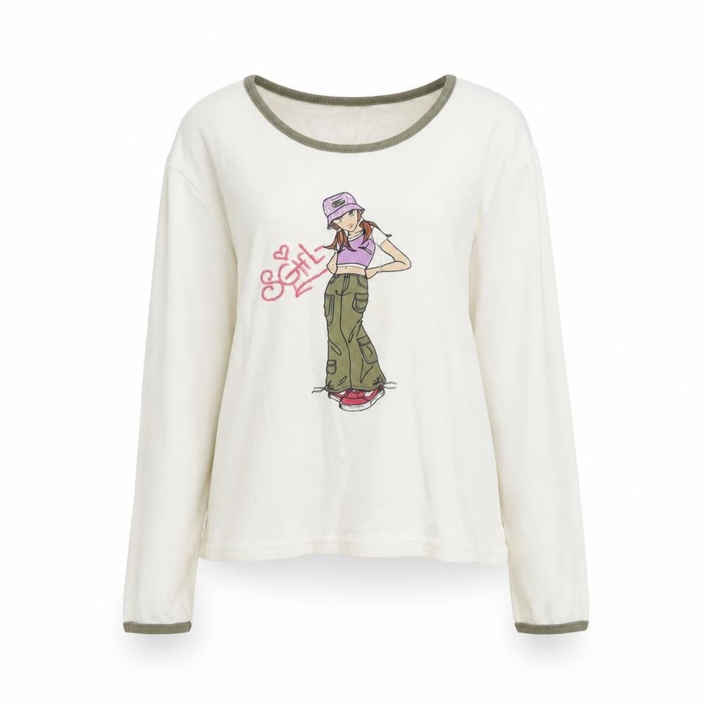 Front view of Dunnes girls’ beige cotton basic casual, size 7, years round neck