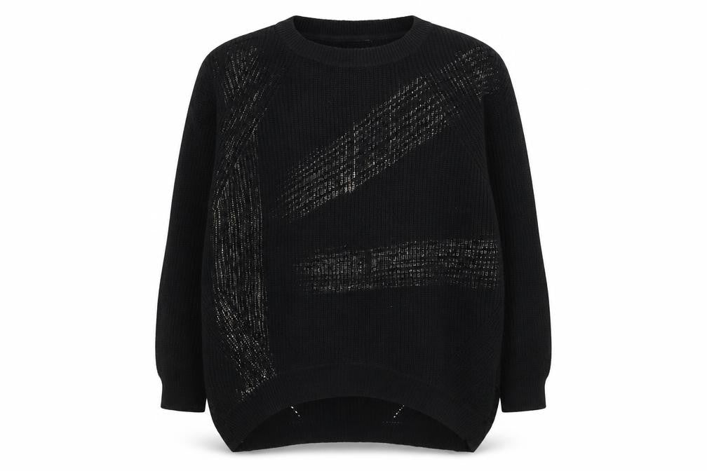 Front view of Vakkorama women’s black round neck cotton jumper, size M