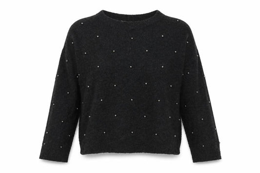 Front view of H&M women’s grey round neck acrylic jumper, size XS