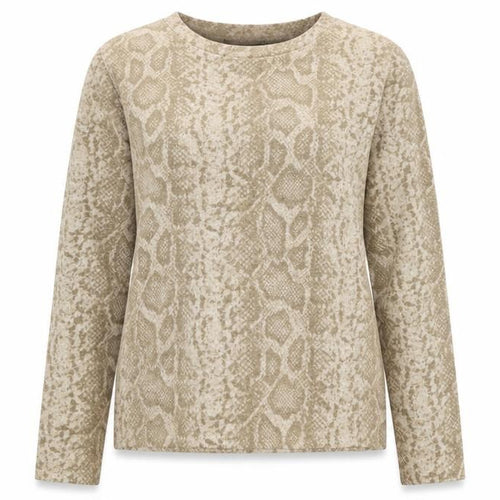 Marks and Spencer Womens Gold Round Neck Animal Print Polyester Pullover Jumper Size 14