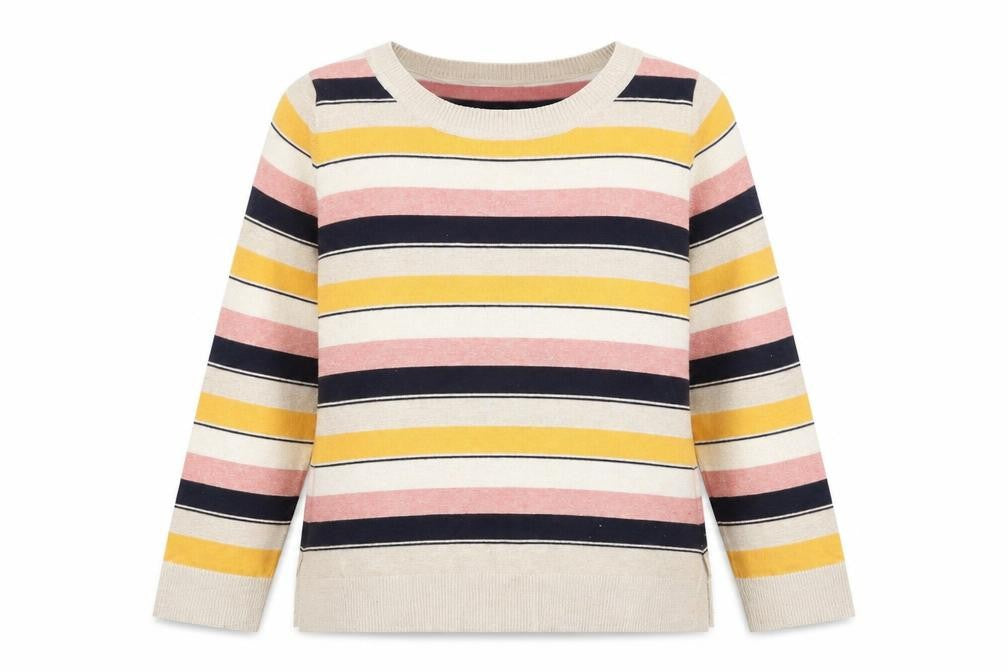 Front view of Next women’s gold scoop neck polyester jumper, size UK 12