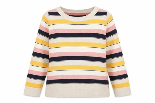 Front view of Next women’s gold scoop neck polyester jumper, size UK 12