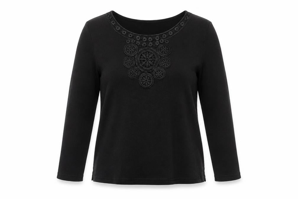 Bonmarché Womens Black Polyester Basic T-Shirt Size S Round Neck
