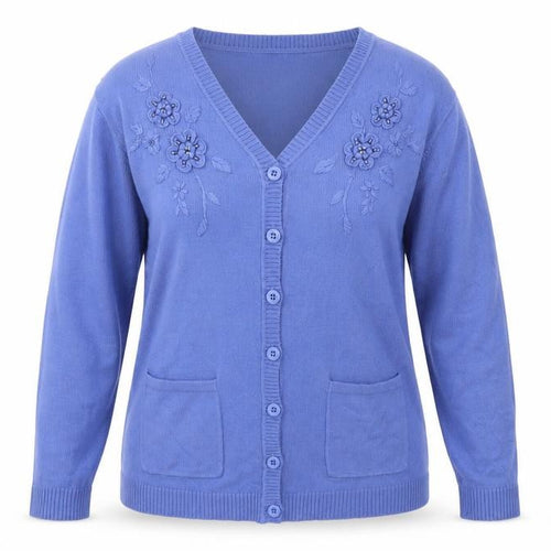Reflect Womens Blue V-Neck  Acrylic Cardigan Jumper Size M