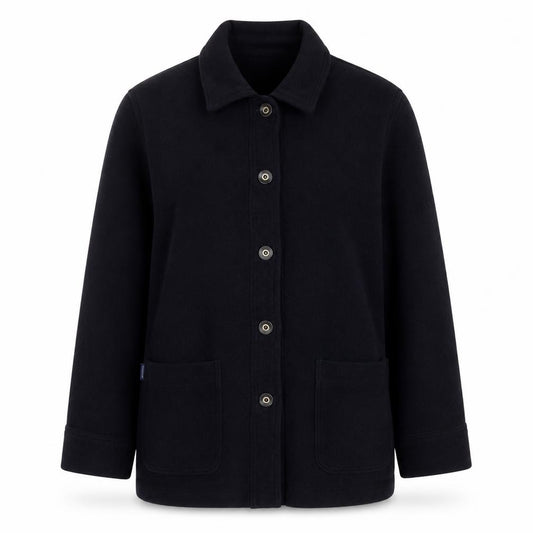 Front view of Fisser women’s blue polyester basic button-up, size UK 12, collared