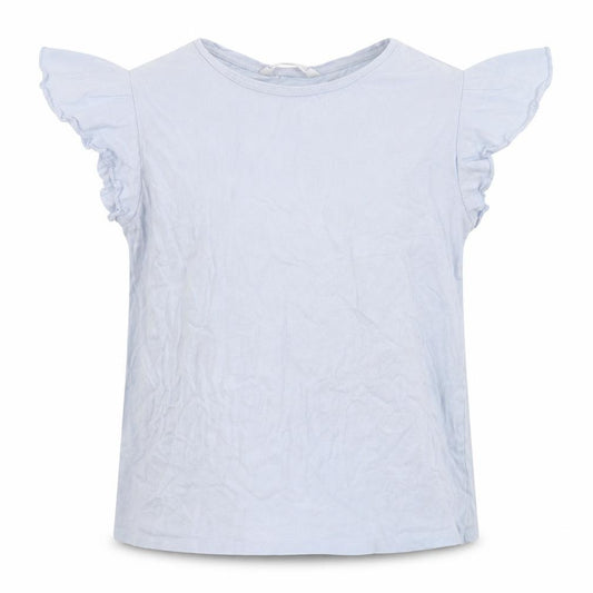 Front view of Mango girls’ blue cotton basic t-shirt, size 11-12, years crew neck