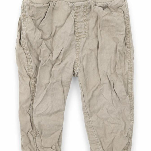 George Boys Beige  Cotton Jogger Trousers Size 12-18 Months