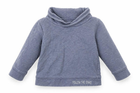 Front view of Tu girls’ blue cotton jumper, size 9-12, months