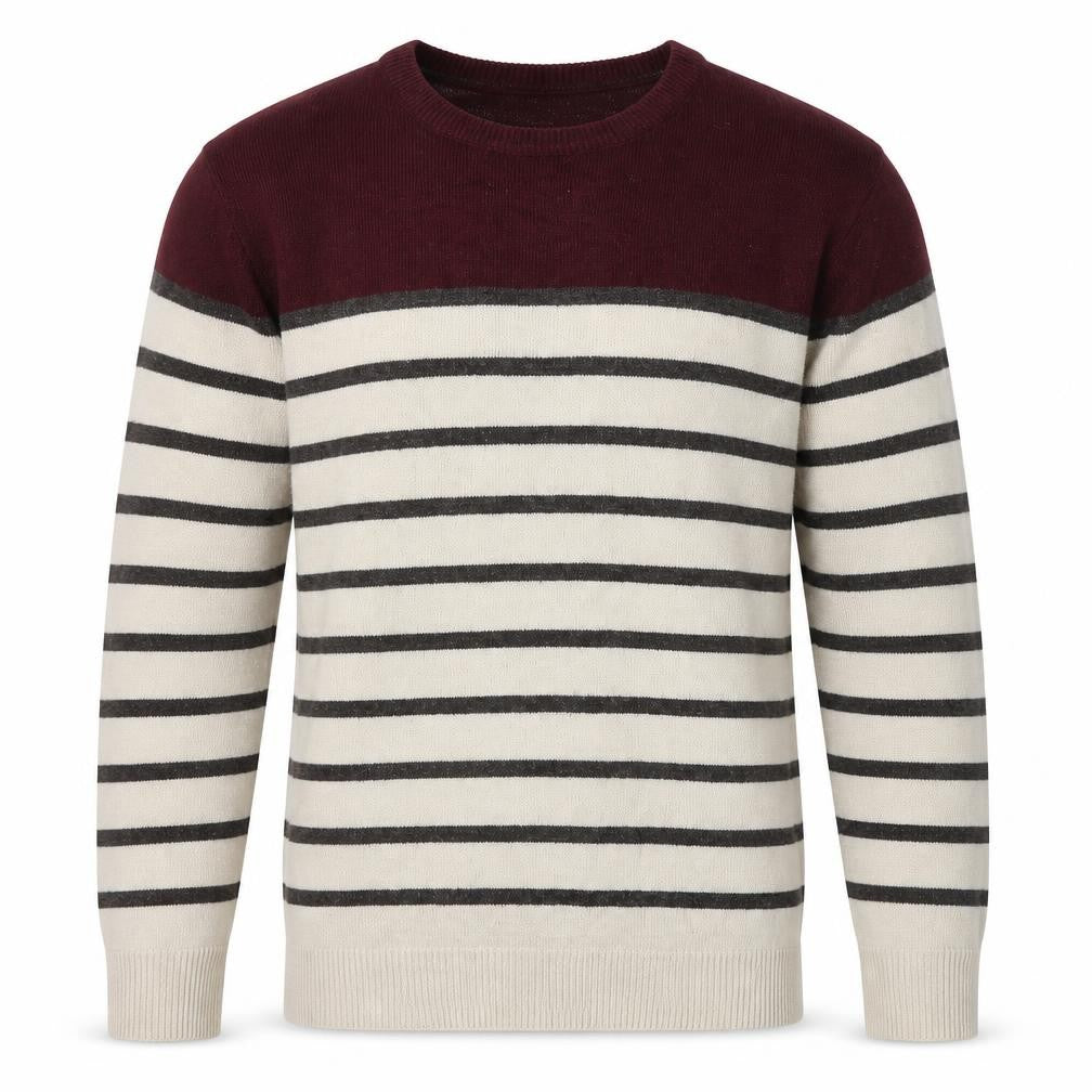 Cedar Wood State Mens Multicoloured Round Neck Striped Acrylic Pullover Jumper Size M