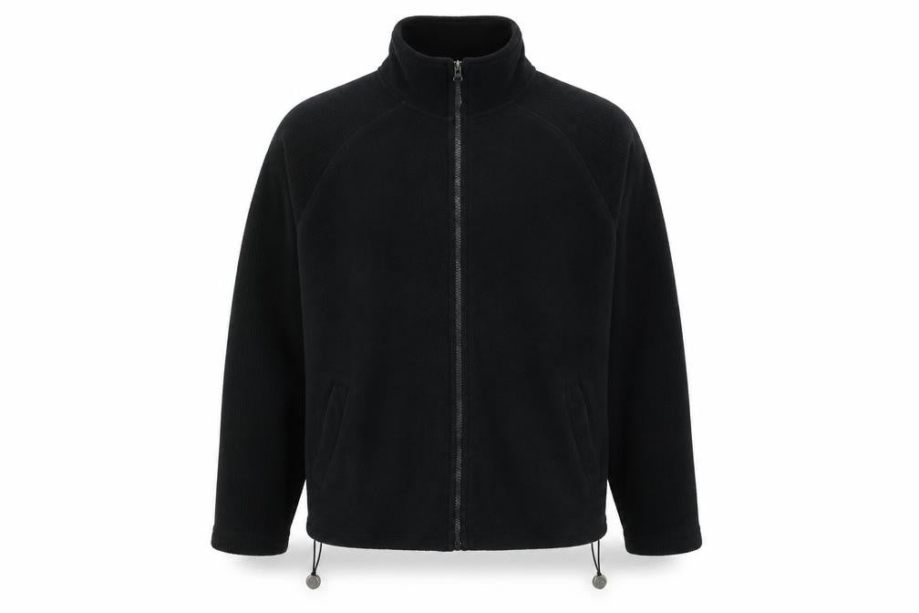 Front view of Mackays men’s black jacket, size XL, zip