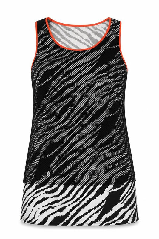 Front view of Cherry Couture women’s multicoloured animal print polyester basic tank, size L, round neck