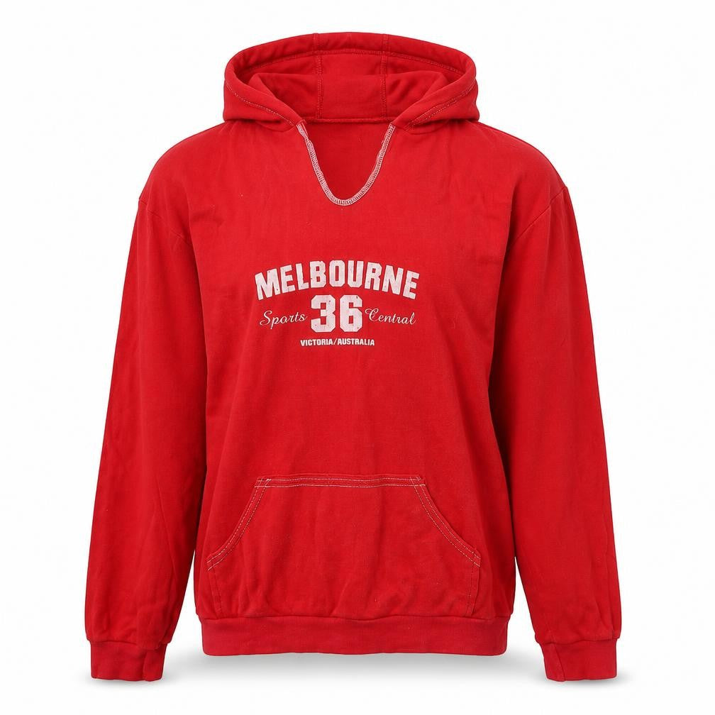 Front view of Purely Australian Clothing Co. girls’ red polyester pullover hoodie, size XL