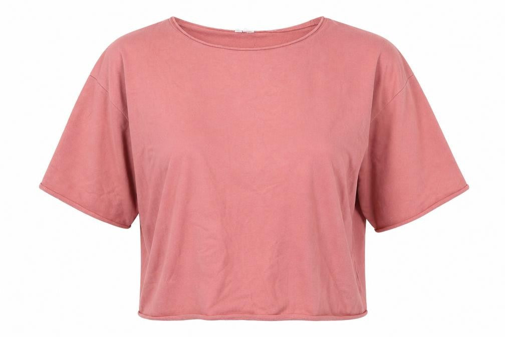 Front view of H&M women’s pink round neck cotton jumper, size L