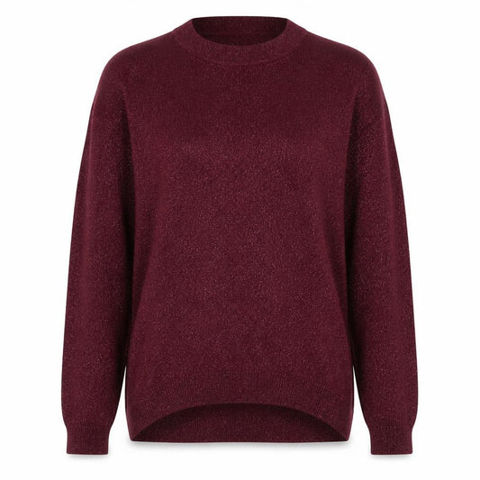 Front view of Atmosphere women’s purple round neck viscose jumper, size UK 8