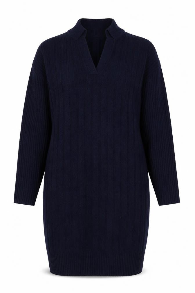Front view of Tu women’s blue collared acrylic jumper, size UK 10