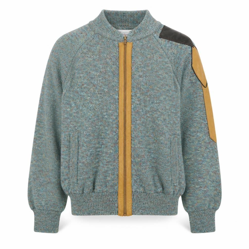 I Leopardi  Mens Blue Round Neck  Flax Full Zip Jumper Size S