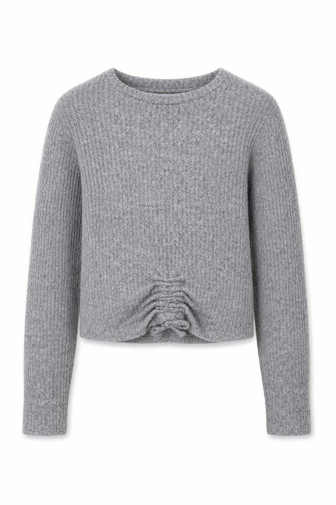 Front view of Matalan girls’ grey round neck polyester jumper, size 13, years pullover