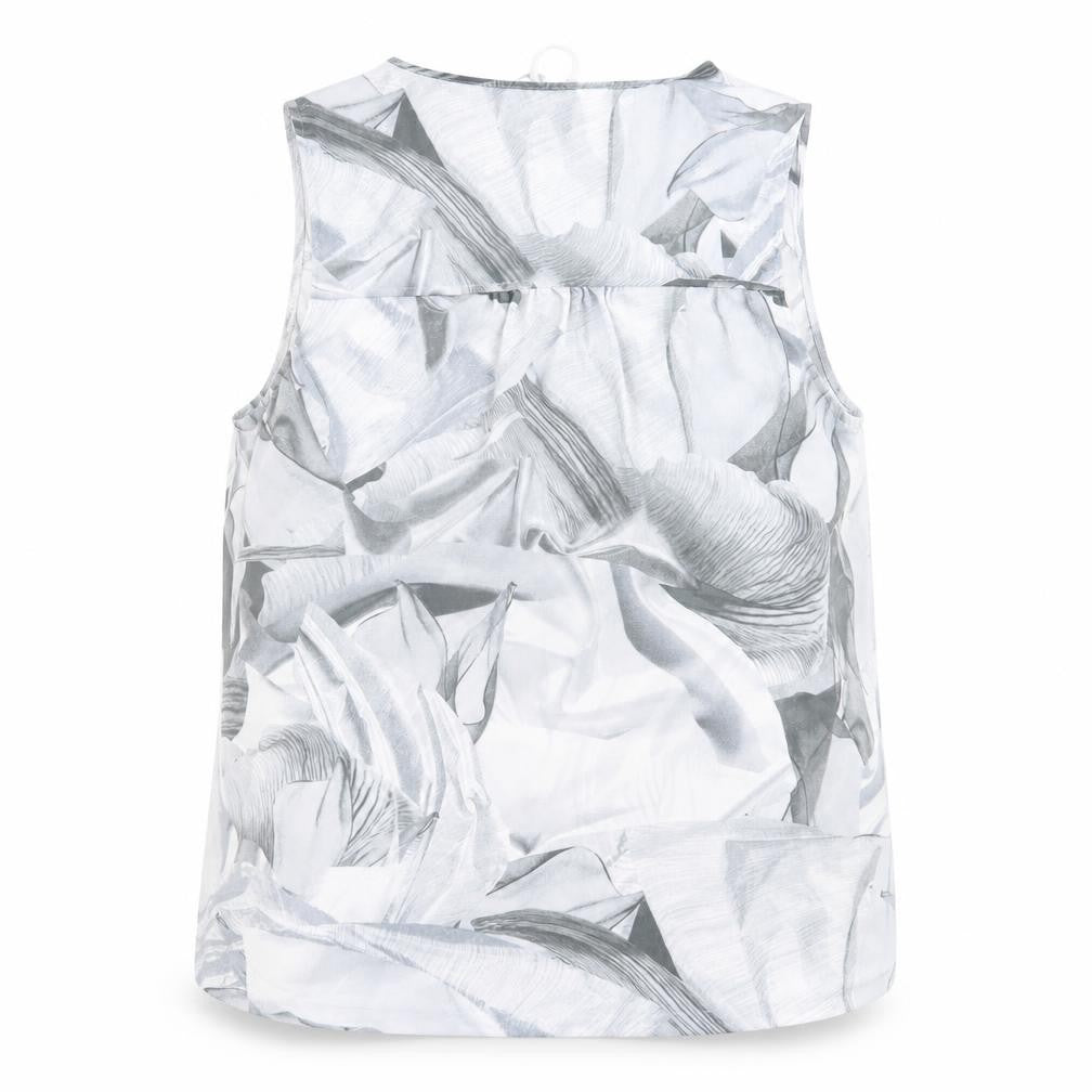 Front view of Next women’s grey geometric polyester basic tank, size UK 12, v-neck