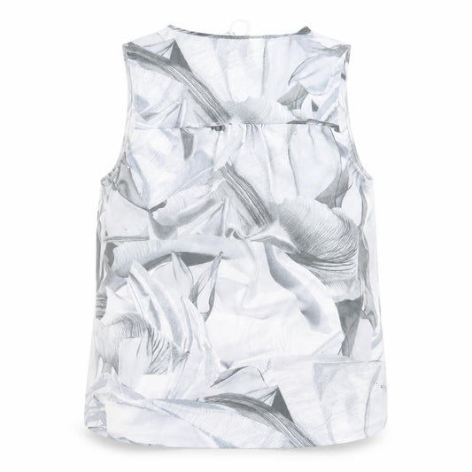 Front view of Next women’s grey geometric polyester basic tank, size UK 12, v-neck