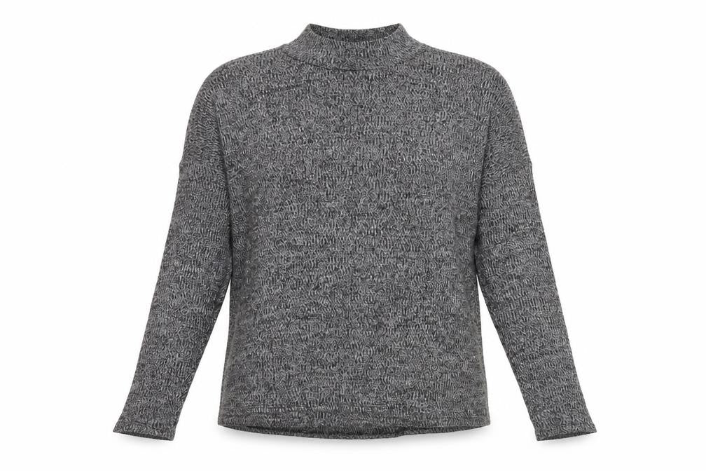 Front view of H&M women’s grey mock neck polyester jumper, size S