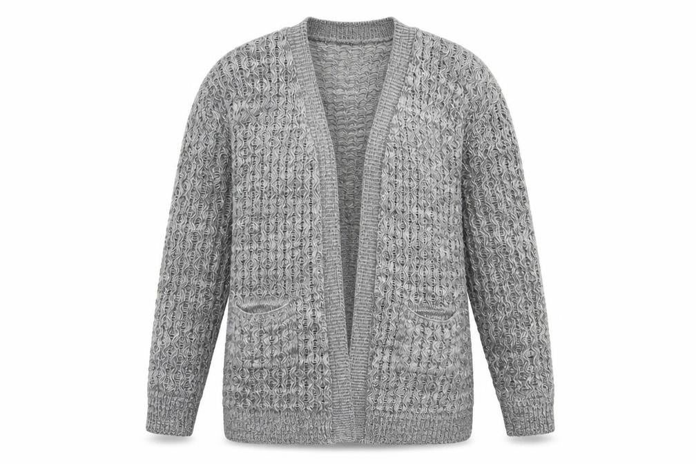 Glimpse Womens Grey V-Neck  Acrylic Cardigan Jumper Size L