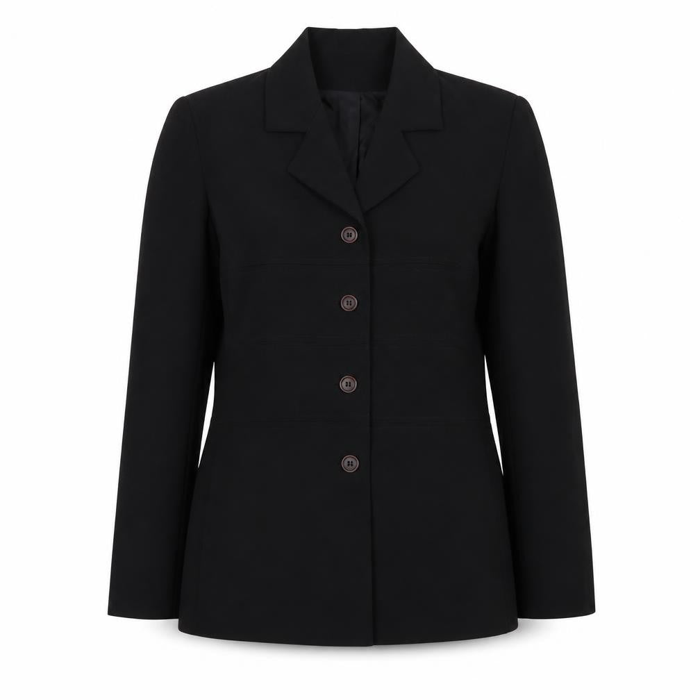 Front view of New Look women’s black jacket blazer, size UK 12, button