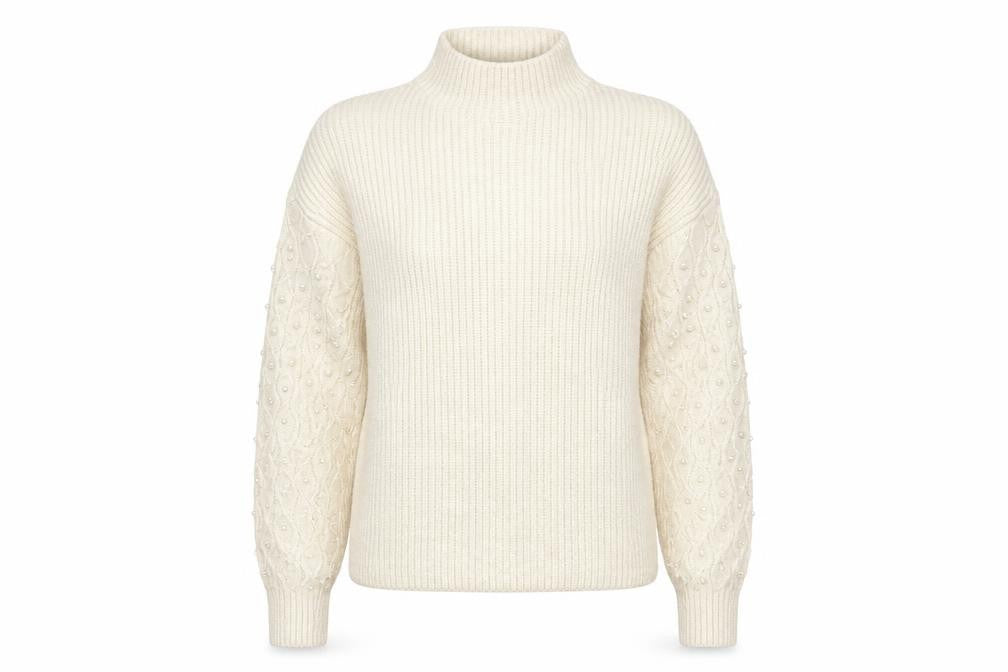 George Womens Beige Mock Neck  Acrylic Pullover Jumper Size S